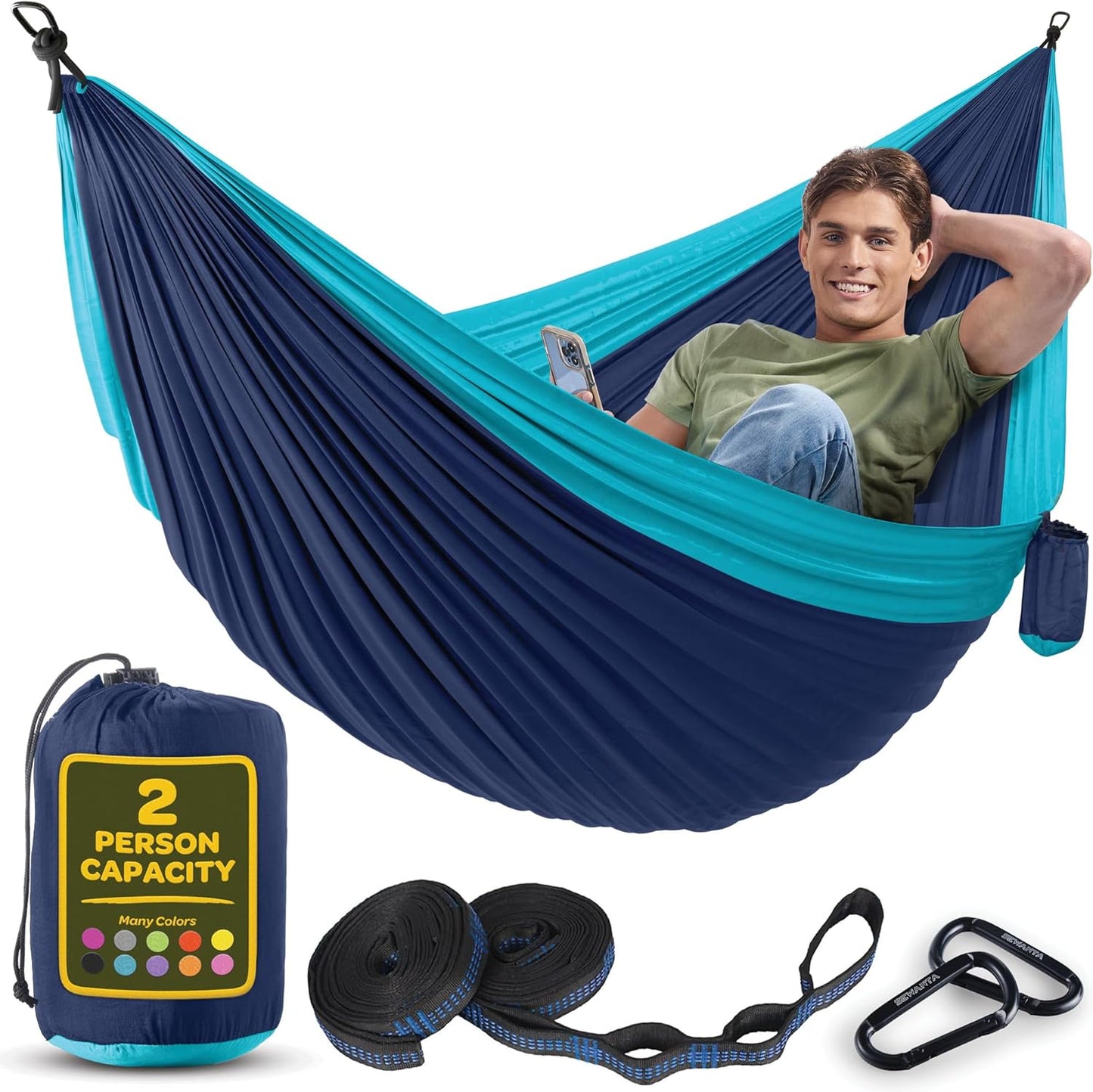 Camping Hammock, Single or Double, Lightweight for Hiking, Backpacking or the Backyard