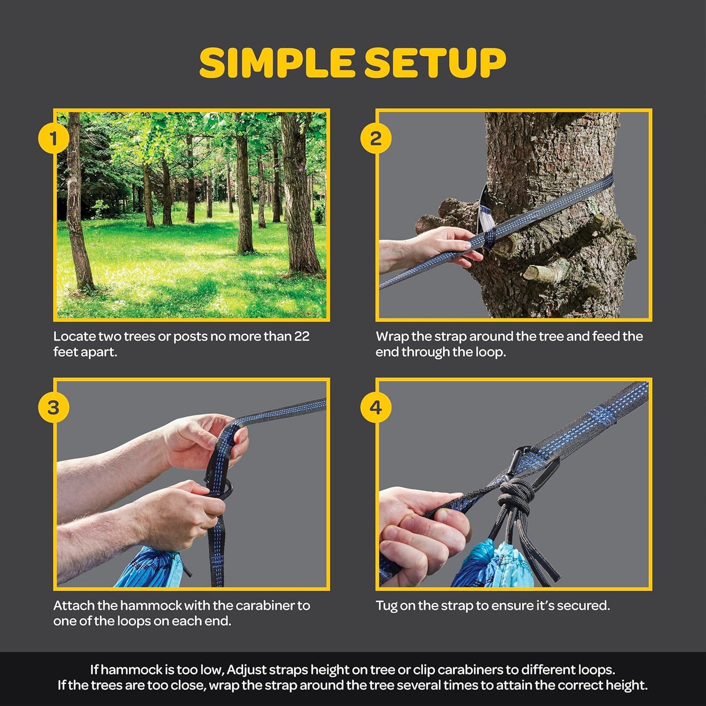 Camping Hammock, Single or Double, Lightweight for Hiking, Backpacking or the Backyard